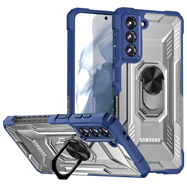 For Samsung Galaxy S21 5G PC + TPU Shockproof Phone Case with Metal Ring Holder