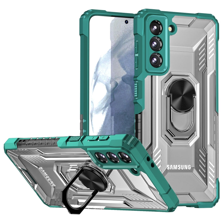 For Samsung Galaxy S21 5G PC + TPU Shockproof Phone Case with Metal Ring Holder