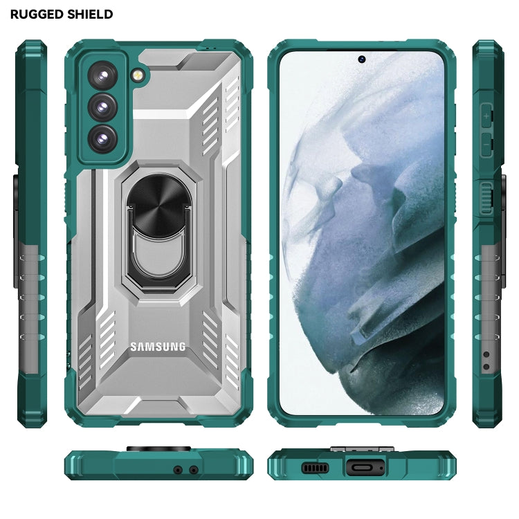 For Samsung Galaxy S21 5G PC + TPU Shockproof Phone Case with Metal Ring Holder