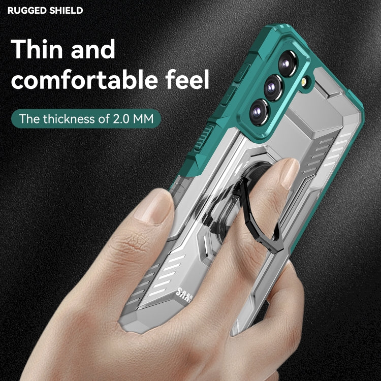 For Samsung Galaxy S21 5G PC + TPU Shockproof Phone Case with Metal Ring Holder