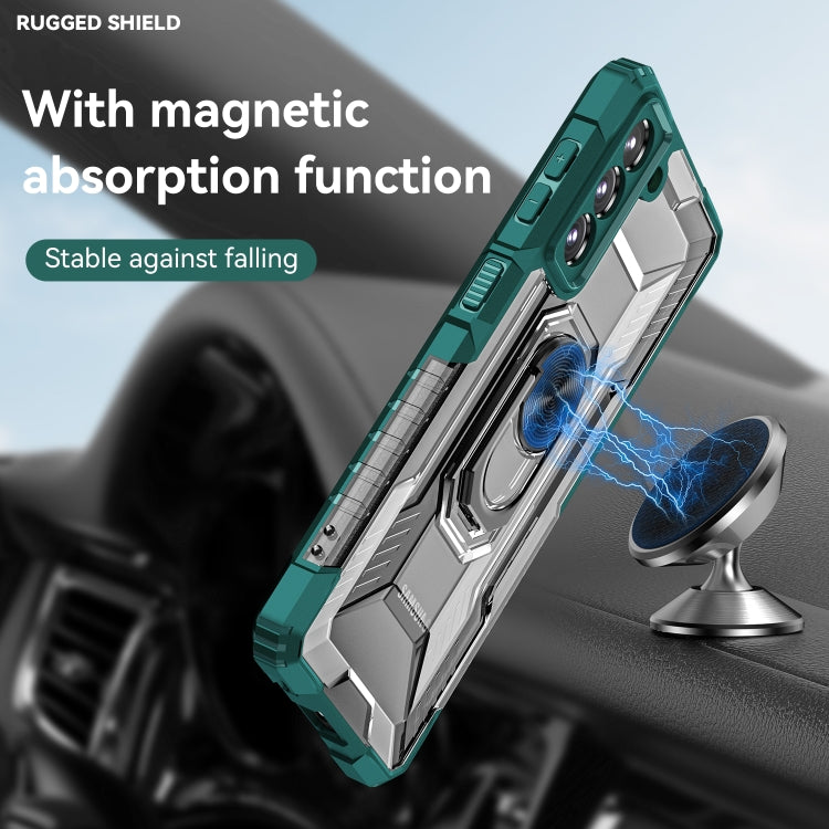 For Samsung Galaxy S21 5G PC + TPU Shockproof Phone Case with Metal Ring Holder