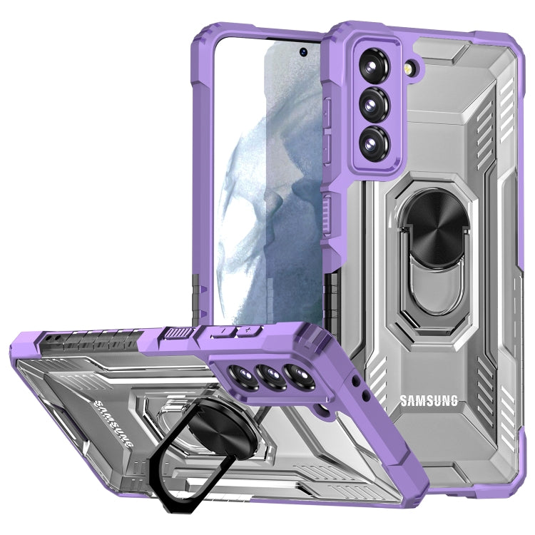 For Samsung Galaxy S21 5G PC + TPU Shockproof Phone Case with Metal Ring Holder