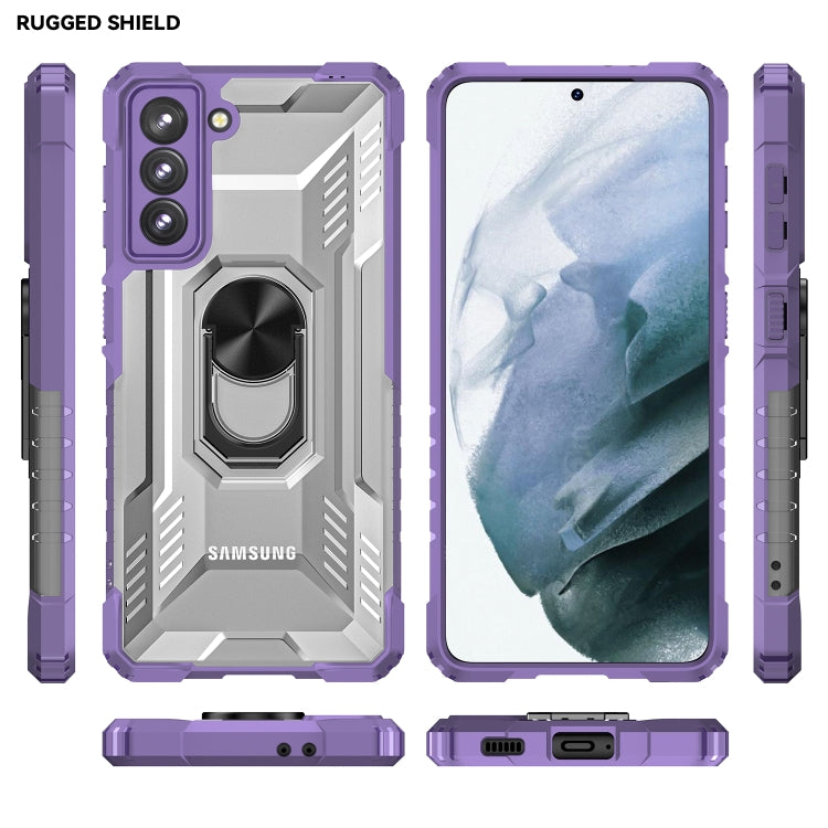 For Samsung Galaxy S21 5G PC + TPU Shockproof Phone Case with Metal Ring Holder