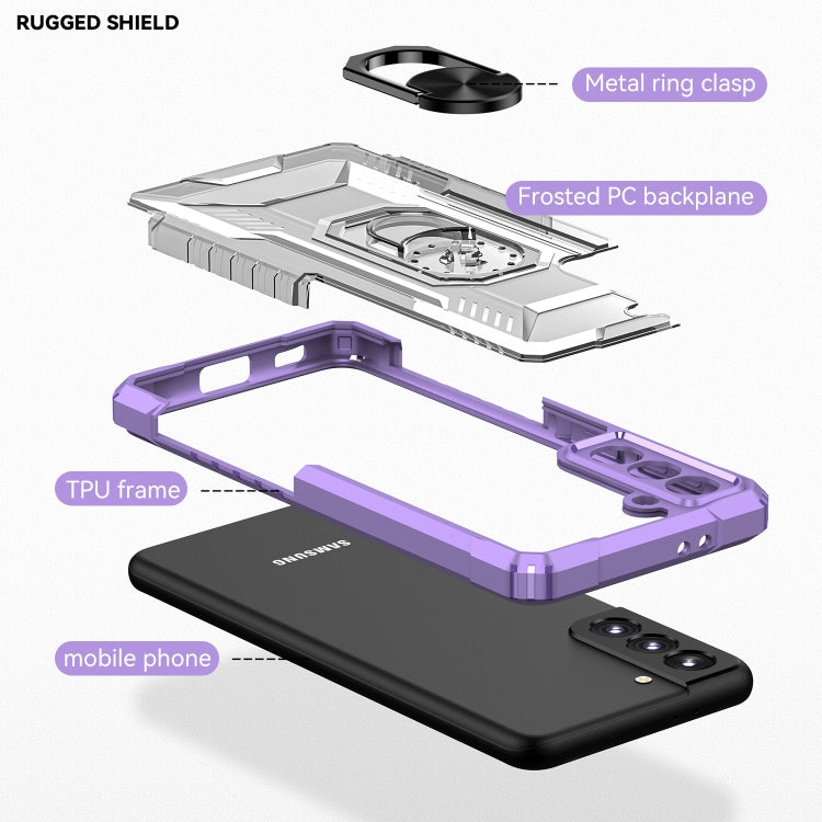 For Samsung Galaxy S21 5G PC + TPU Shockproof Phone Case with Metal Ring Holder