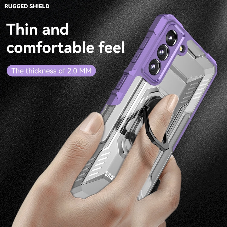 For Samsung Galaxy S21 5G PC + TPU Shockproof Phone Case with Metal Ring Holder