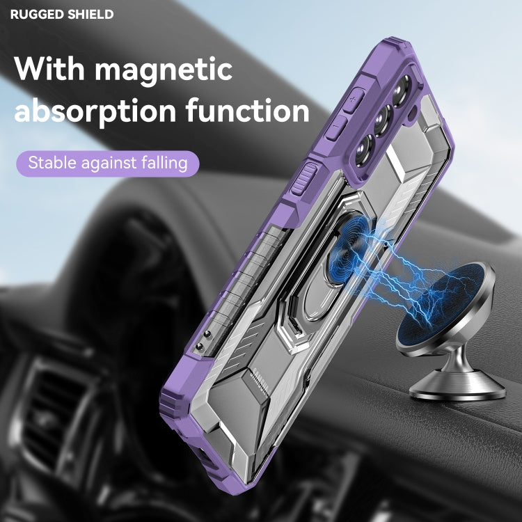For Samsung Galaxy S21 5G PC + TPU Shockproof Phone Case with Metal Ring Holder