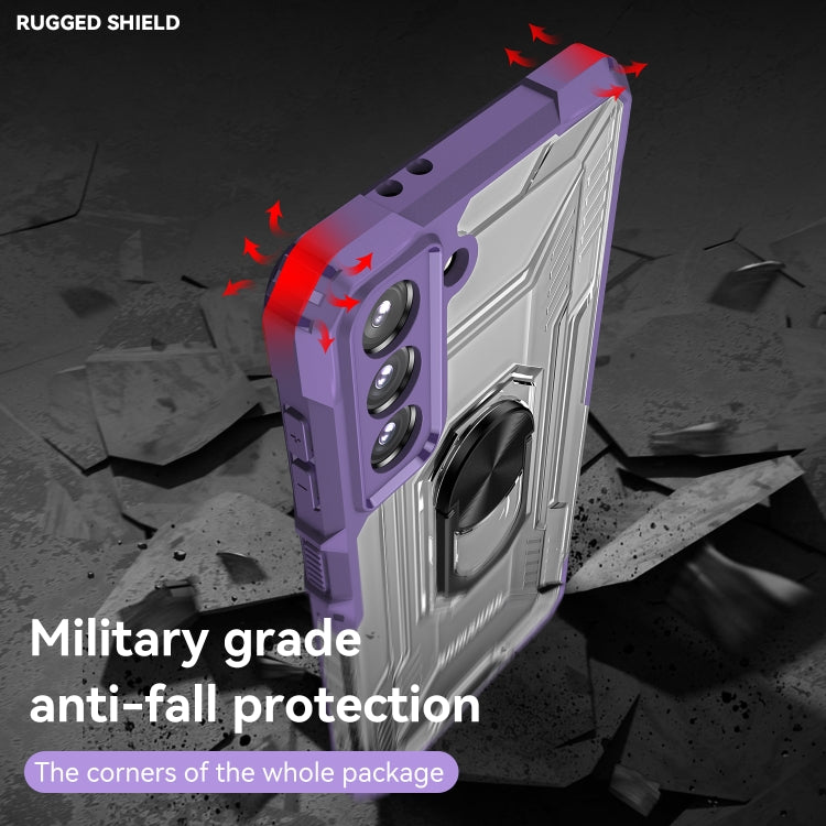 For Samsung Galaxy S21 5G PC + TPU Shockproof Phone Case with Metal Ring Holder
