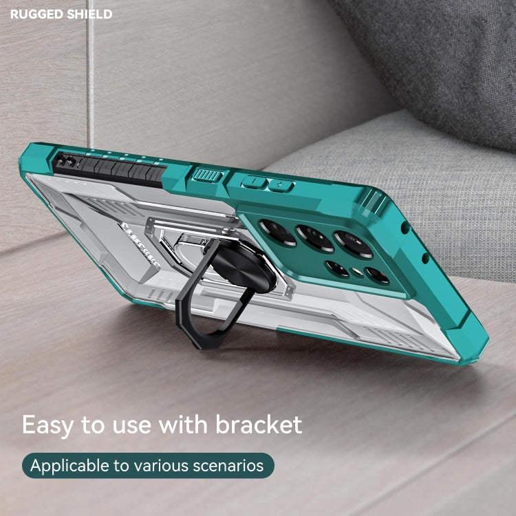 For Samsung Galaxy S21 Ultra 5G PC + TPU Shockproof Phone Case with Metal Ring Holder