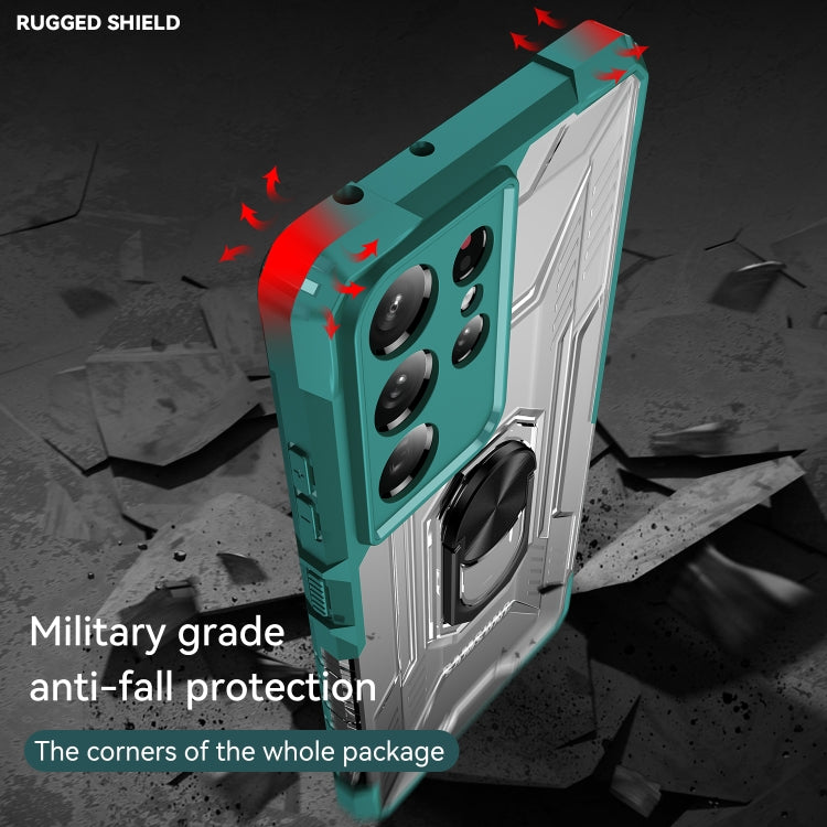 For Samsung Galaxy S21 Ultra 5G PC + TPU Shockproof Phone Case with Metal Ring Holder