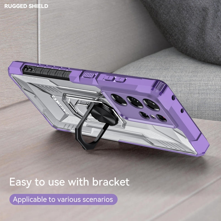 For Samsung Galaxy S21 Ultra 5G PC + TPU Shockproof Phone Case with Metal Ring Holder