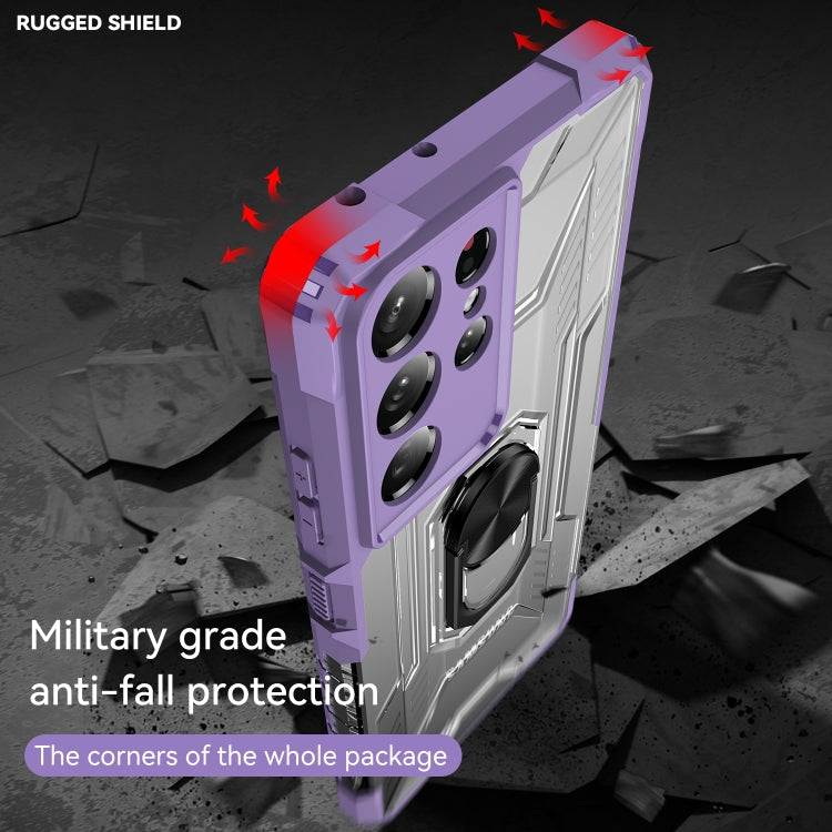 For Samsung Galaxy S21 Ultra 5G PC + TPU Shockproof Phone Case with Metal Ring Holder