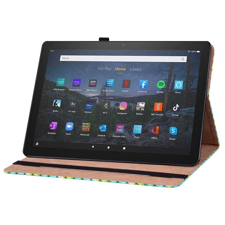 For Amazon Kindle Fire HD10 2021/HD10 Plus 2021 Color Weave Smart Leather Tablet Case