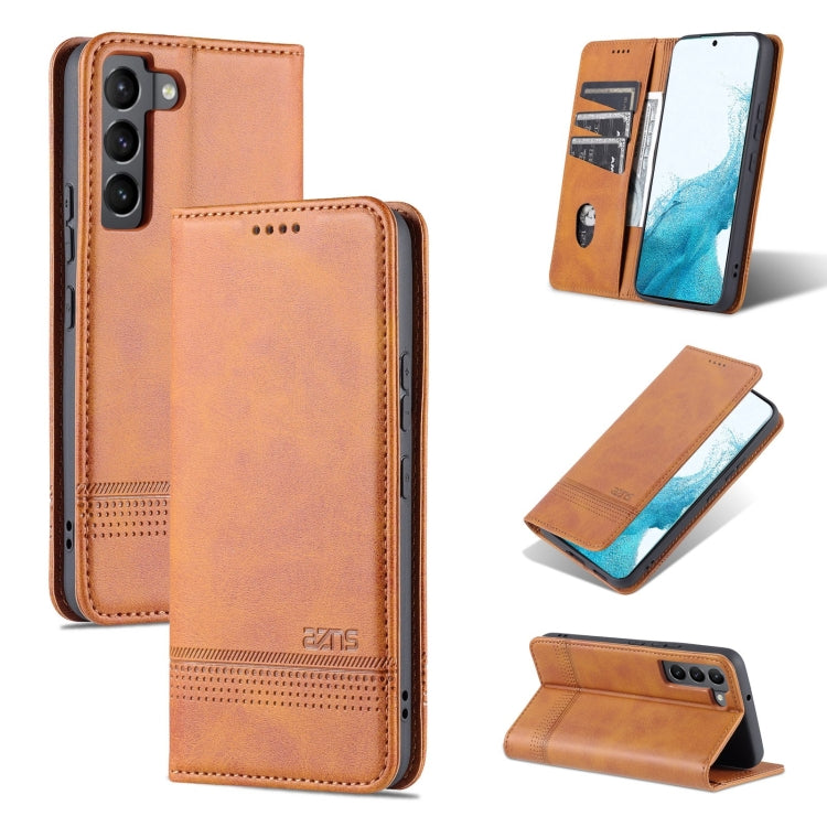 For Samsung Galaxy S22 AZNS Magnetic Calf Texture Horizontal Flip Leather Phone Case