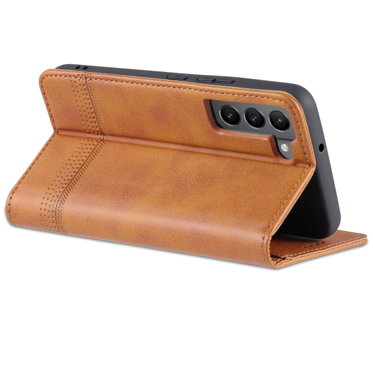 For Samsung Galaxy S22 AZNS Magnetic Calf Texture Horizontal Flip Leather Phone Case