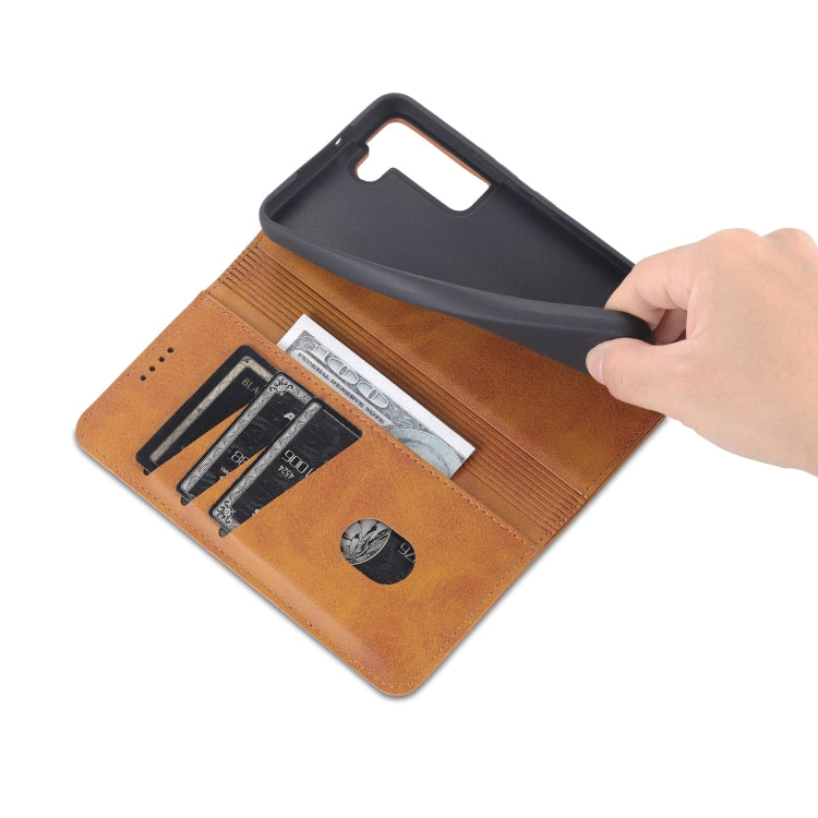 For Samsung Galaxy S22 AZNS Magnetic Calf Texture Horizontal Flip Leather Phone Case