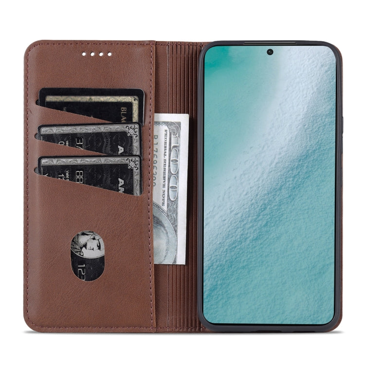 For Samsung Galaxy S22 AZNS Magnetic Calf Texture Horizontal Flip Leather Phone Case