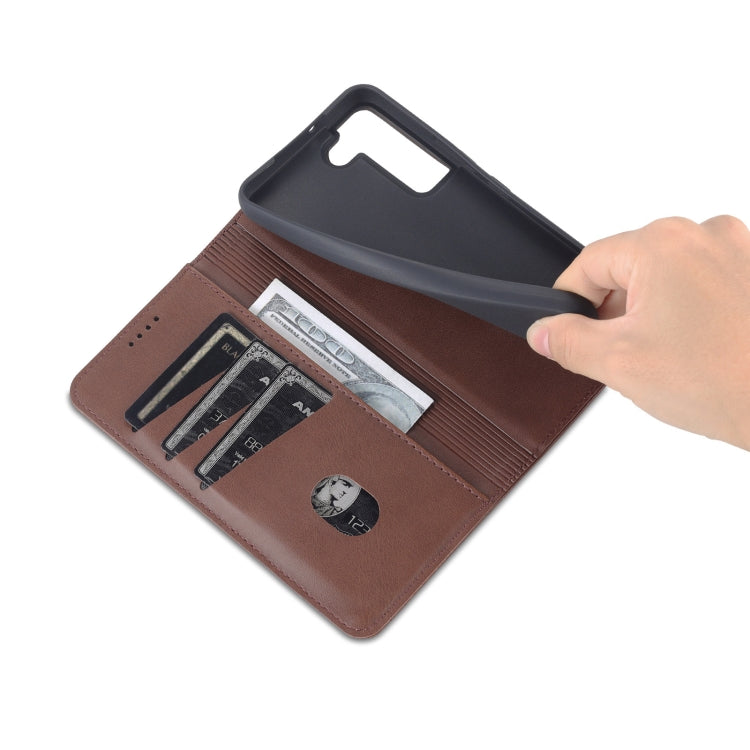 For Samsung Galaxy S22 AZNS Magnetic Calf Texture Horizontal Flip Leather Phone Case