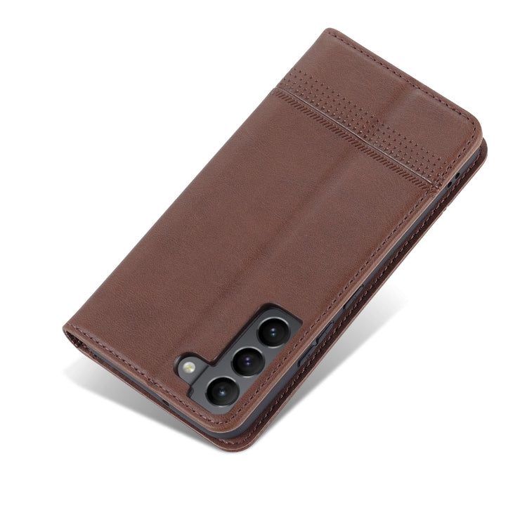 For Samsung Galaxy S22 AZNS Magnetic Calf Texture Horizontal Flip Leather Phone Case