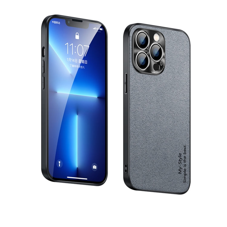 For iPhone 13 Pro Max Suede Leather Phone Case (Grey)