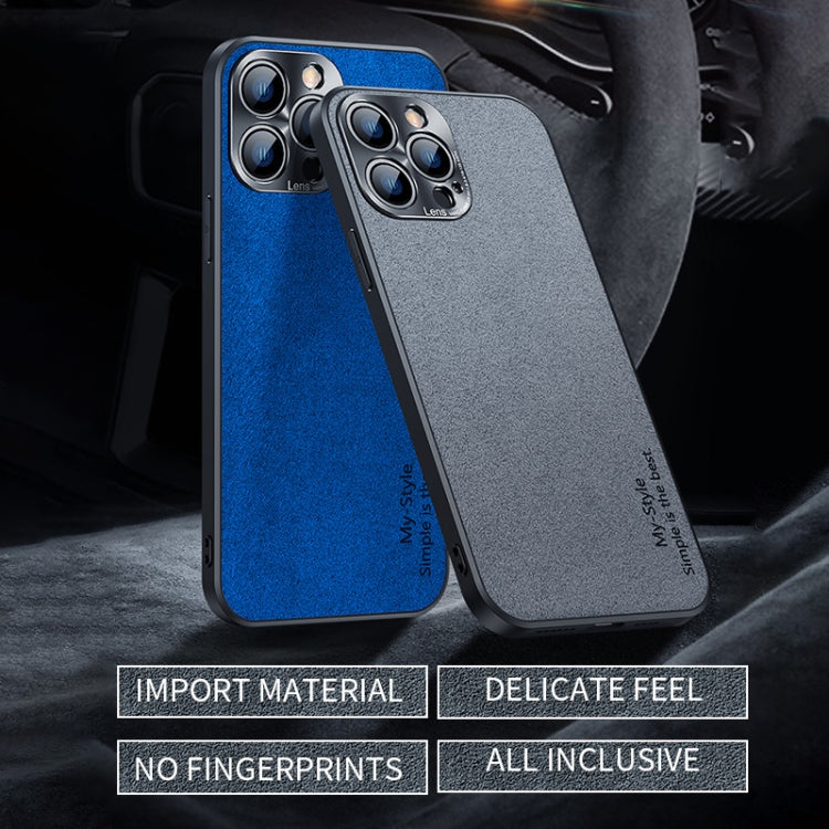 For iPhone 13 Pro Max Suede Leather Phone Case (Grey)