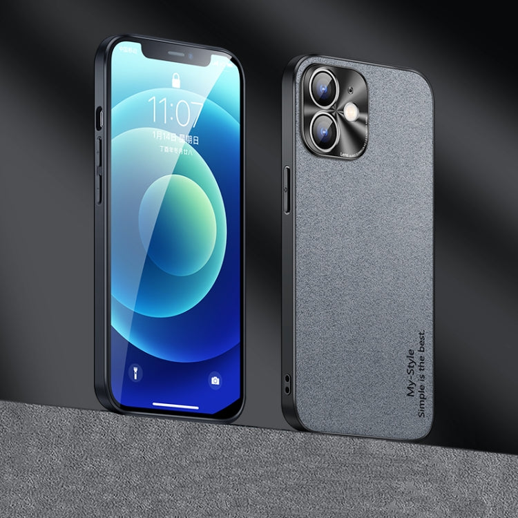 For iPhone 12 Suede Leather Phone Case(Grey)