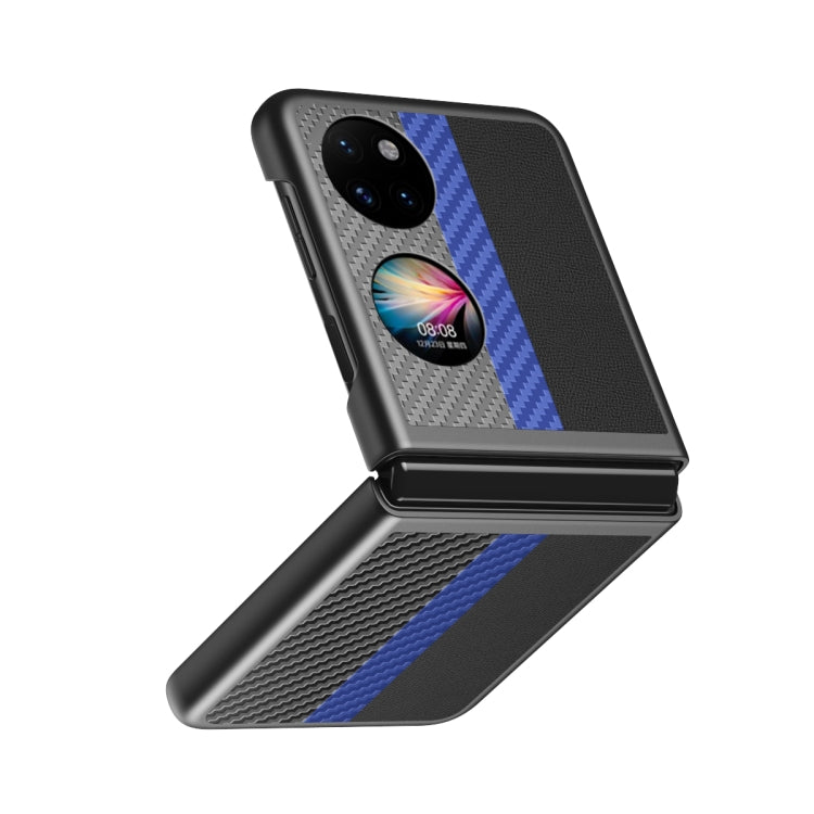 For Huawei P50 Pocket Contrasting PU + Carbon Fiber Phone Case