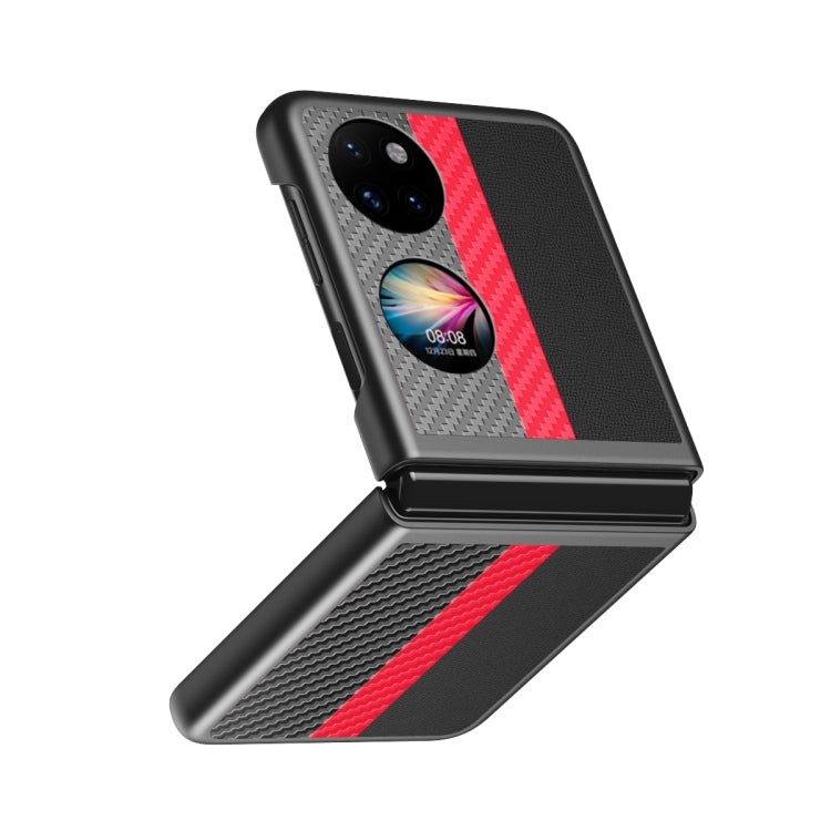 For Huawei P50 Pocket Contrasting PU + Carbon Fiber Phone Case