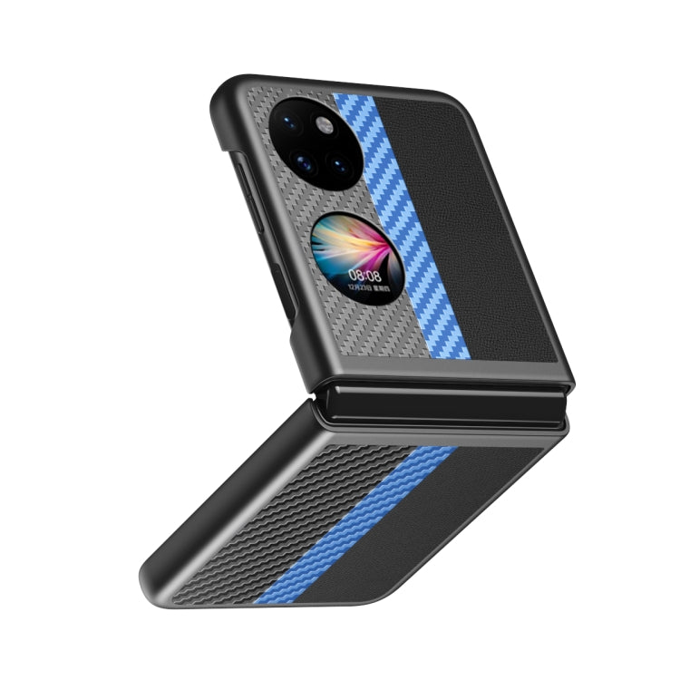 For Huawei P50 Pocket Contrasting PU + Carbon Fiber Phone Case