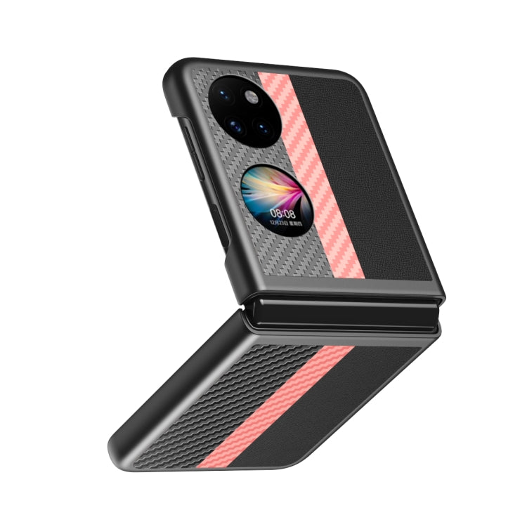For Huawei P50 Pocket Contrasting PU + Carbon Fiber Phone Case