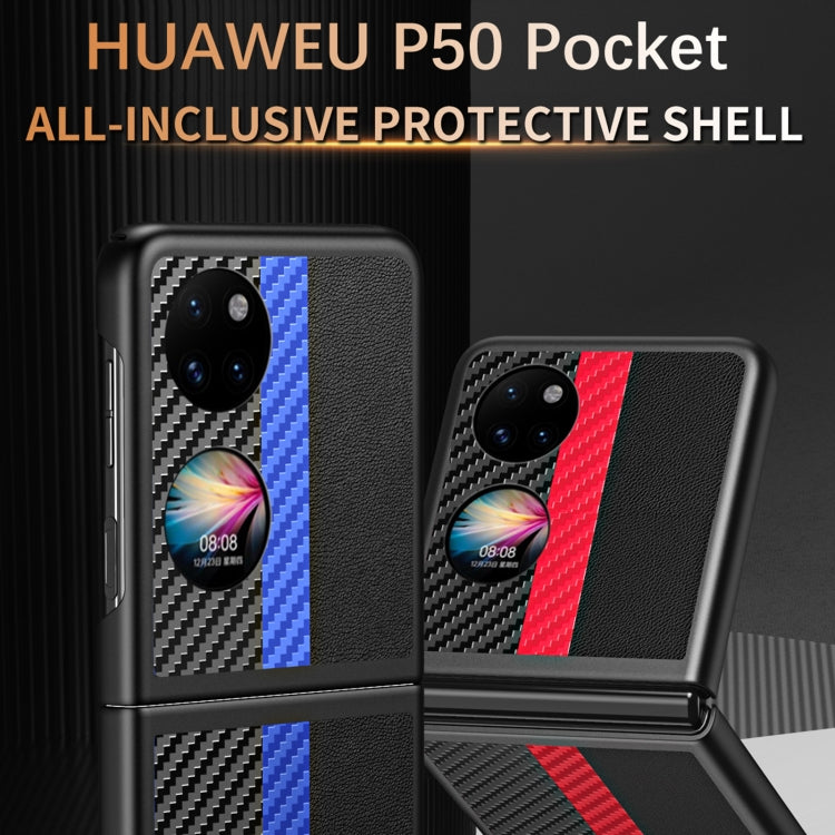 For Huawei P50 Pocket Contrasting PU + Carbon Fiber Phone Case