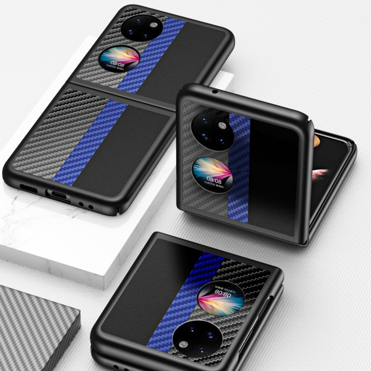For Huawei P50 Pocket Contrasting PU + Carbon Fiber Phone Case