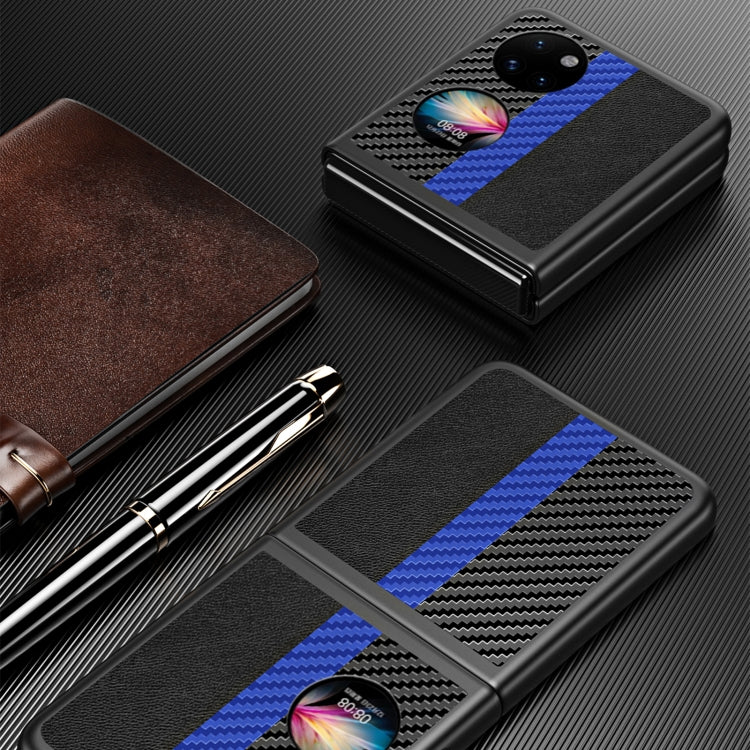 For Huawei P50 Pocket Contrasting PU + Carbon Fiber Phone Case