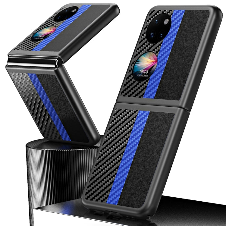 For Huawei P50 Pocket Contrasting PU + Carbon Fiber Phone Case