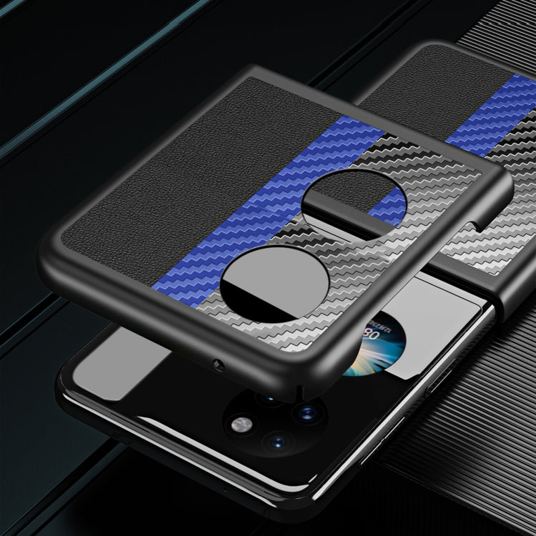 For Huawei P50 Pocket Contrasting PU + Carbon Fiber Phone Case