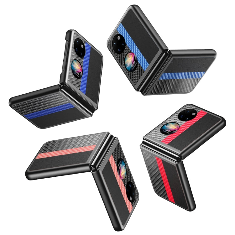 For Huawei P50 Pocket Contrasting PU + Carbon Fiber Phone Case