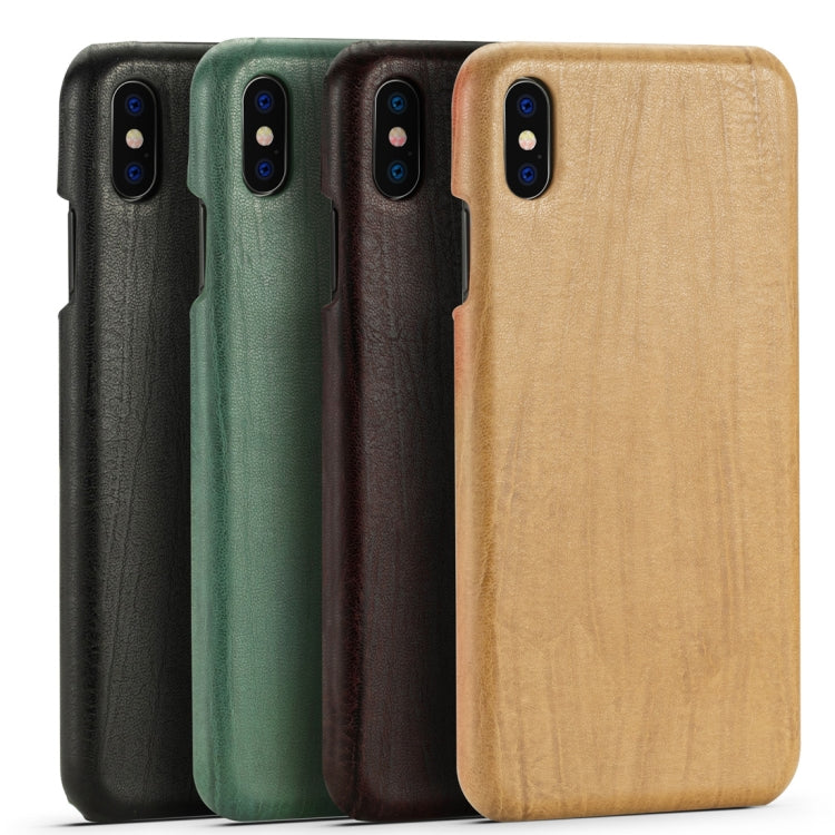 For iPhone X / XS Retro Wood Texture PU + PC Protective Case