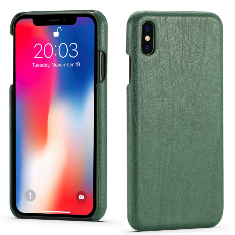 For iPhone X / XS Retro Wood Texture PU + PC Protective Case