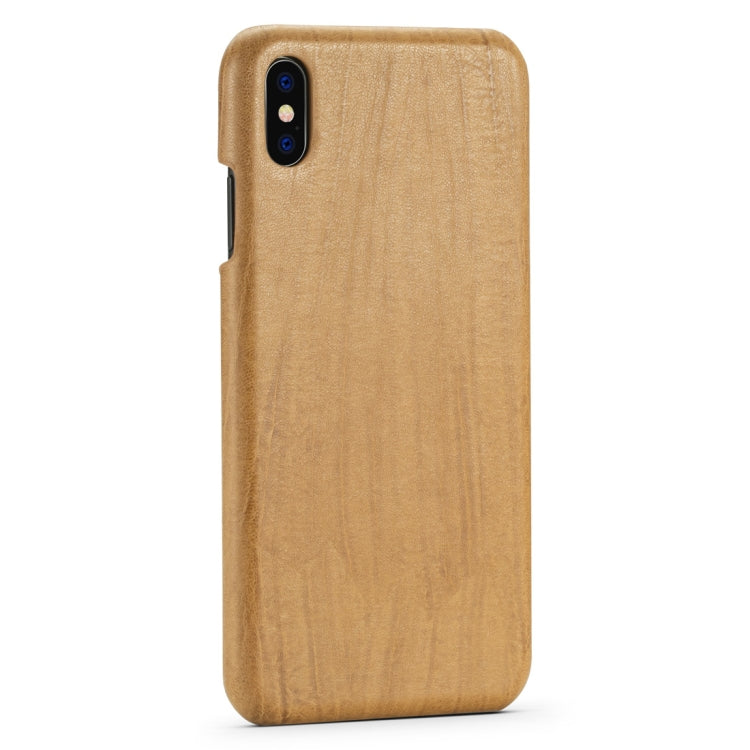 For iPhone XR Retro Wood Texture PU + PC Protective Case
