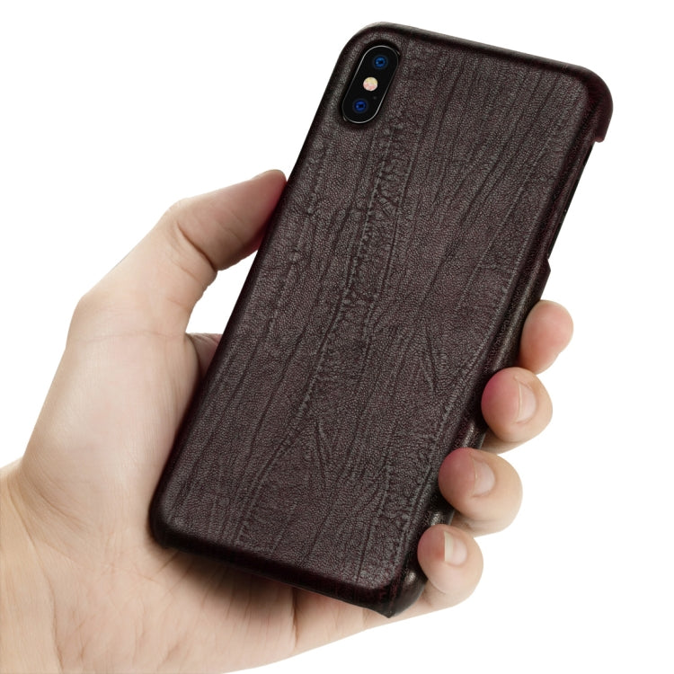 For iPhone XR Retro Wood Texture PU + PC Protective Case