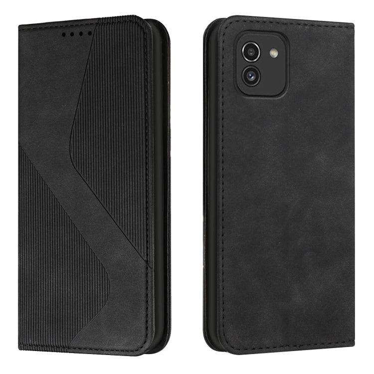 For Samsung Galaxy A03 166mm Skin Feel Magnetic S-type Leather Phone Case