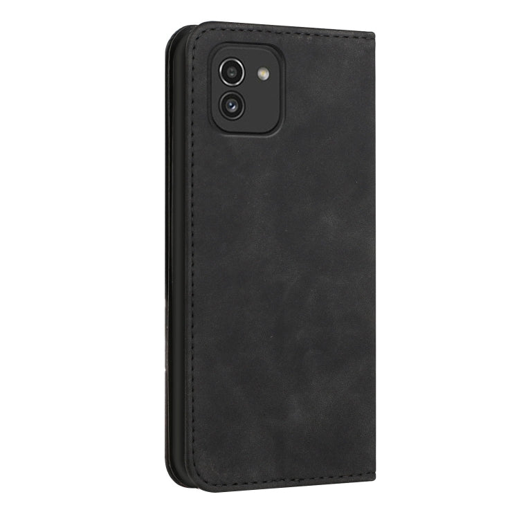 For Samsung Galaxy A03 166mm Skin Feel Magnetic S-type Leather Phone Case