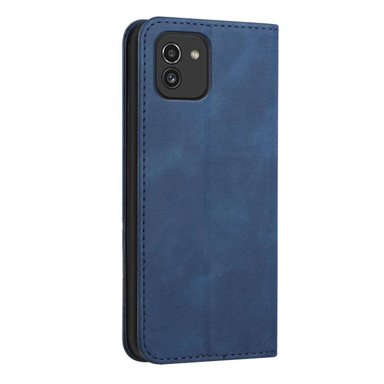 For Samsung Galaxy A03 166mm Skin Feel Magnetic S-type Leather Phone Case