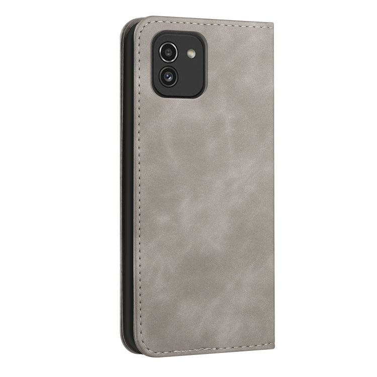 For Samsung Galaxy A03 166mm Skin Feel Magnetic S-type Leather Phone Case