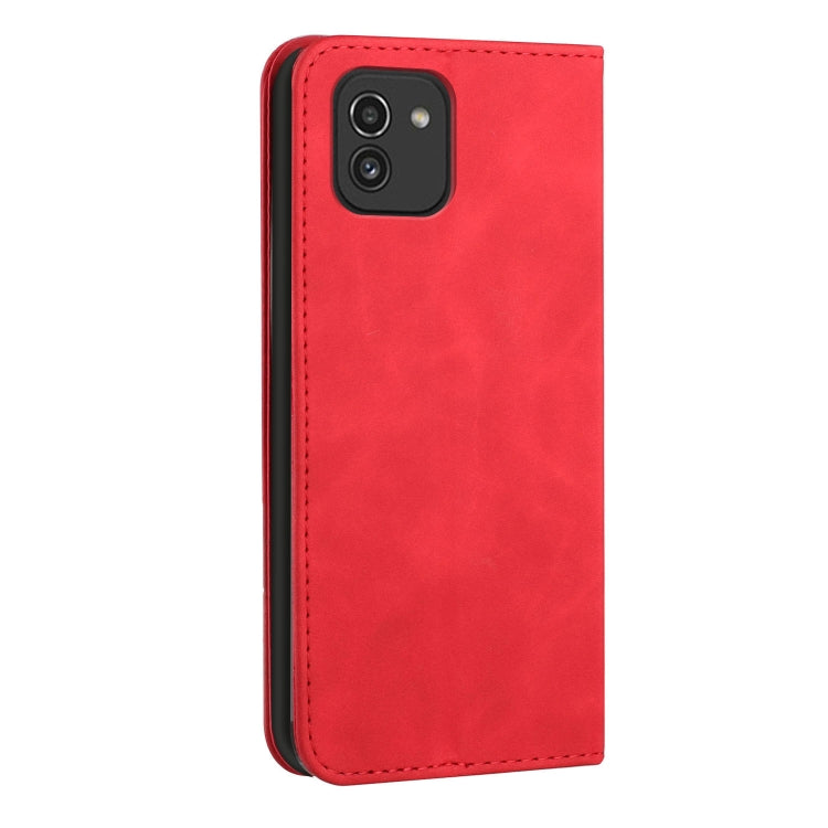 For Samsung Galaxy A03 166mm Skin Feel Magnetic S-type Leather Phone Case