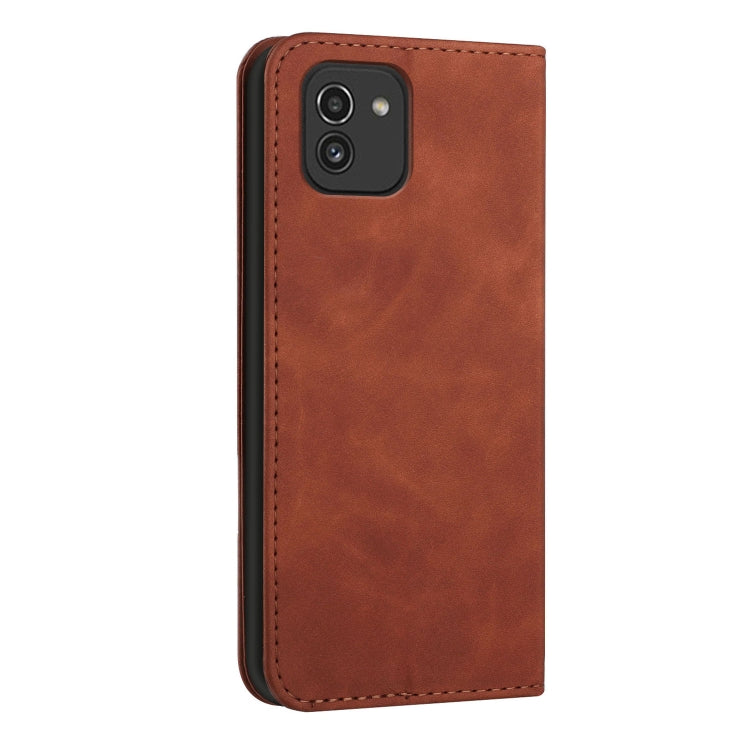 For Samsung Galaxy A03 166mm Skin Feel Magnetic S-type Leather Phone Case