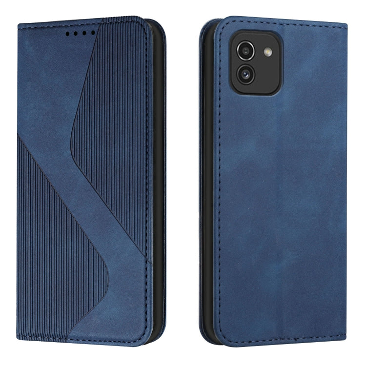 For Samsung Galaxy A03 164mm Skin Feel Magnetic S-type Leather Phone Case