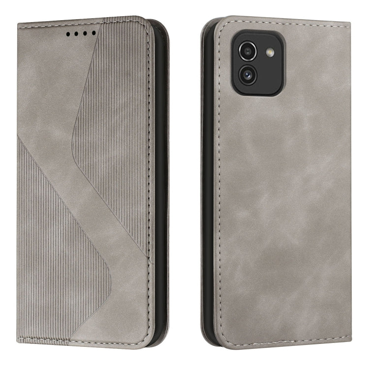 For Samsung Galaxy A03 164mm Skin Feel Magnetic S-type Leather Phone Case