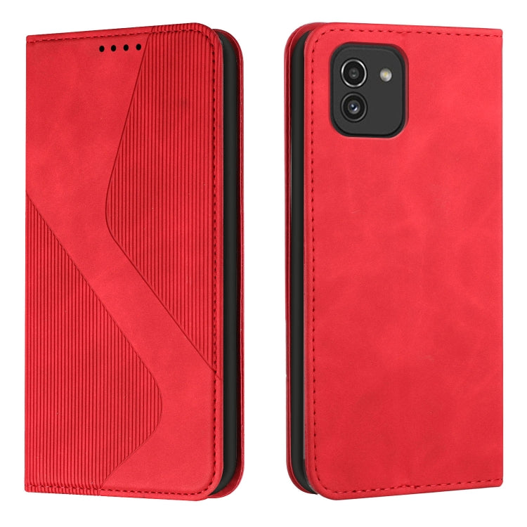 For Samsung Galaxy A03 164mm Skin Feel Magnetic S-type Leather Phone Case