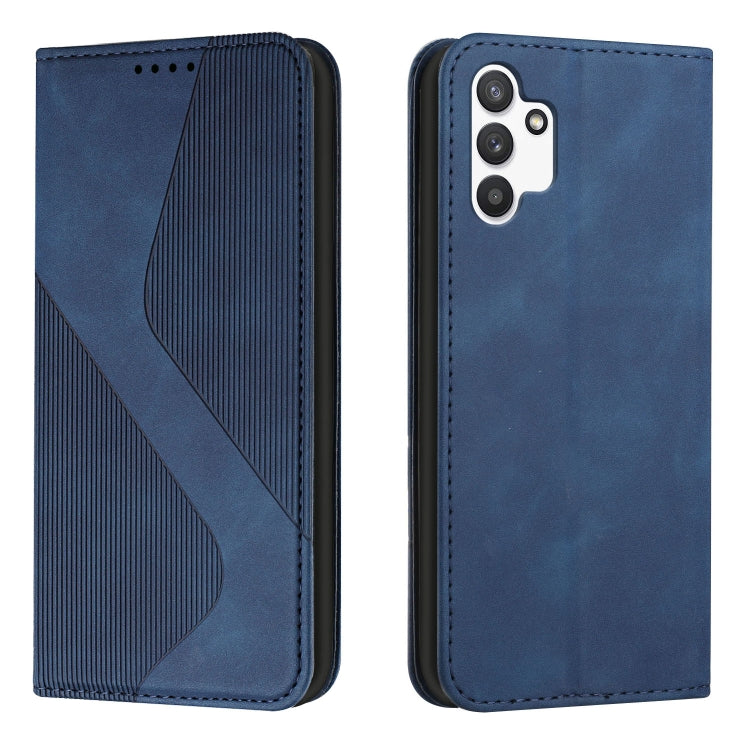 For Samsung Galaxy A13 4G Skin Feel Magnetic S-type Leather Phone Case