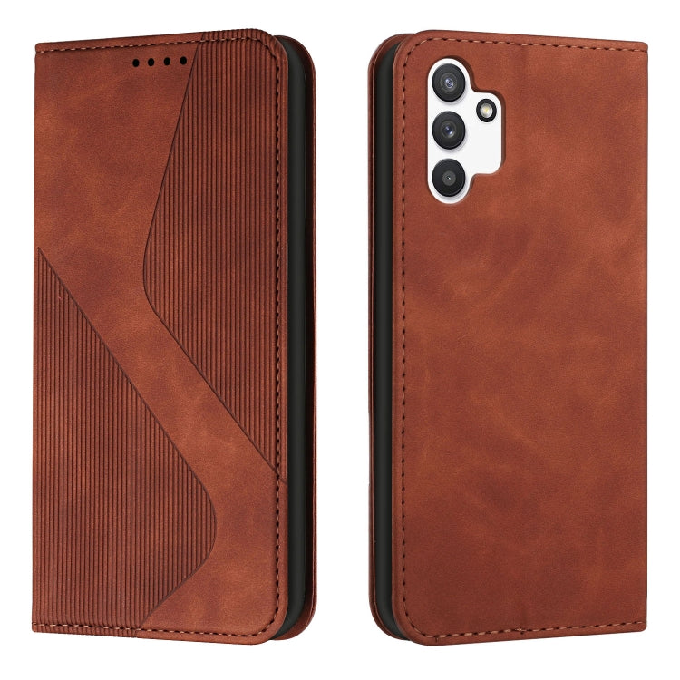 For Samsung Galaxy A13 4G Skin Feel Magnetic S-type Leather Phone Case